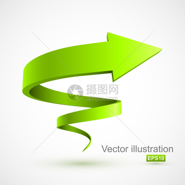 绿色螺旋箭头3D矢量图图片