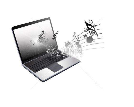 科技电脑音乐与音符背景图片