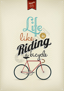 复古插画自行车图片