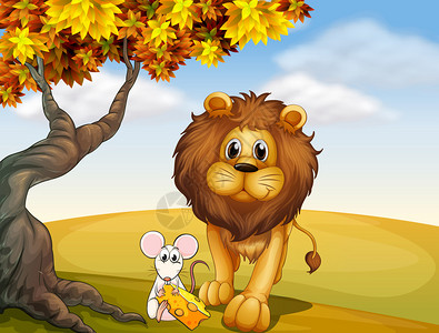 狮子和老鼠的插图图片