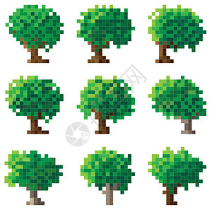 简单的绿色像素树16x16单图片