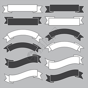 老丝带横幅黑色和白色插图eps10图片