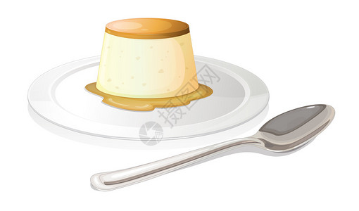 显示在盘子旁边有勺子白色背图片