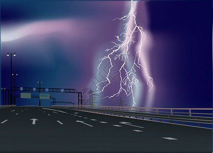 雷暴时空荡的街道的插图图片