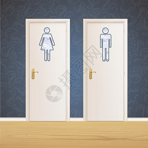 老式墙壁背景上的厕所门矢量设计图片素材
