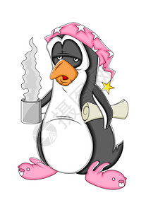绘画cutecartoonlazy企鹅咖啡与图片素材