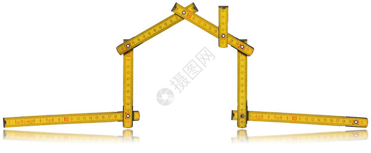 木黄色仪表工具形成一个房屋反射图片