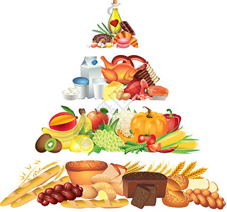 营养不良食物金字塔般逼真的插图设计图片