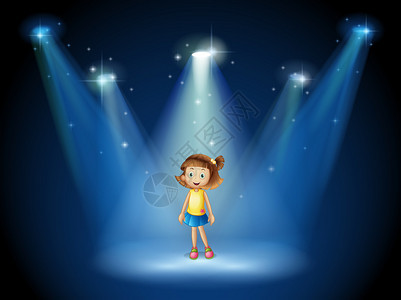 展示一个女孩在聚光灯下在舞台中背景图片