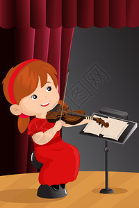 展示在舞台上演奏小提琴的漂亮女图片