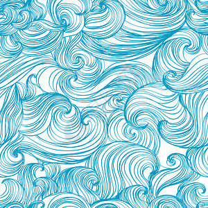 无缝抽象手绘图案波浪背景复古图片