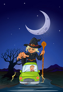 被老巫婆追赶的男人的插图图片