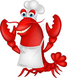 可爱的龙虾厨师卡通图片