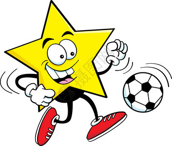 踢足球的明星的卡通插图背景图片