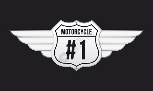黑色背景矢量插图上的摩托车徽章图片