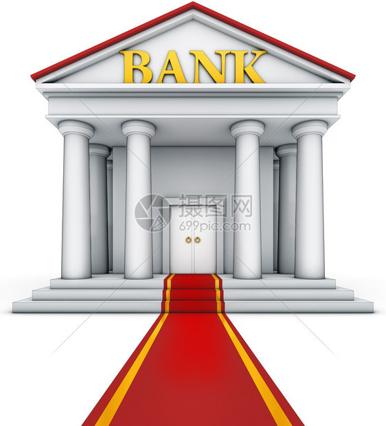银行大楼的高分辨率渲染图片