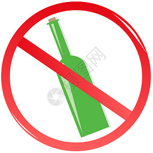 禁止与绿色瓶酒的精标志背景图片