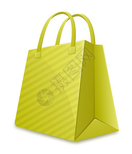 带阴影的黄色条纹购物袋的矢量插图图片
