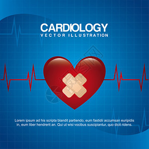 蓝色背景矢量图上的心脏病学设计图片