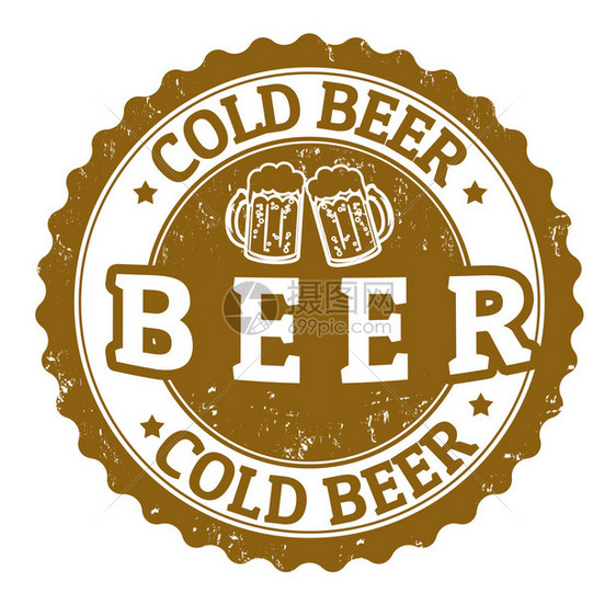 白色背景上的冷啤酒古代标图片