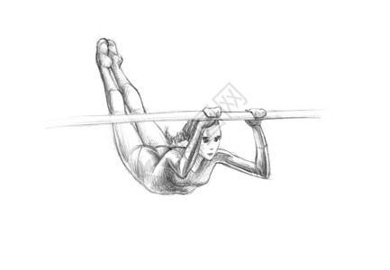 手绘素描铅笔插图奥运会动员跳远背景图片