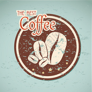 蓝色背景矢量插图中最好的咖啡标签Blue背背景图片