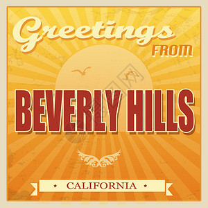 古老旅游贺卡BeverlyHills背景图片