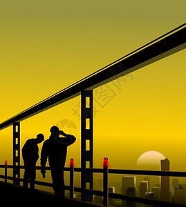 工人红色剪影图片