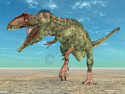 计算机生成的3D插图与恐龙Giganotosaurus图片