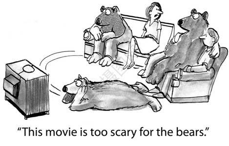 卡通插图熊关心工作这部电影对熊来说太可怕了图片