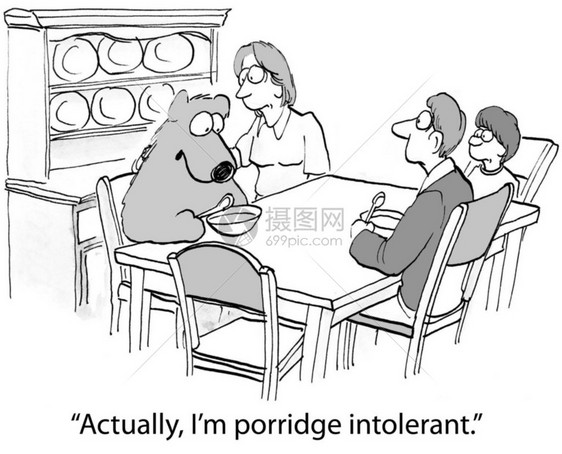 漫画插图熊对食物有过敏症事实上我图片