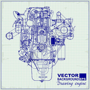 在图表纸上绘制旧引擎图片