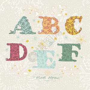 花卉字母表字母ABC图片