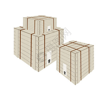为重物和重物运输用钢丝带条纹的木质板条或货物箱图片