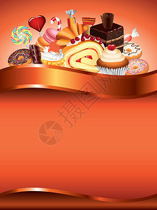 蛋糕和糖果甜的垂直图片