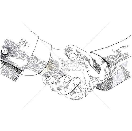 商业界人士握手铅笔素图片