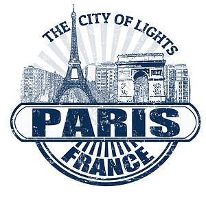 以法国巴黎光之城命名的Grunge橡胶邮票背景图片
