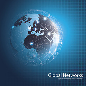 摘要蓝色全球网络与地球环的概念设计以可自由缩放和可编辑矢量图片
