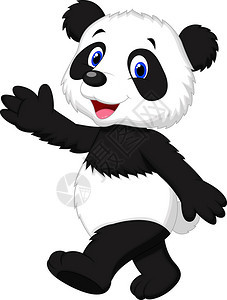 可爱的熊猫卡通挥手图片