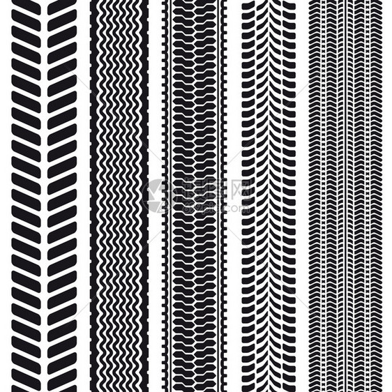 一套5个轮胎印无缝纹图片