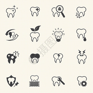 牙齿牙齿矢量图标集图片