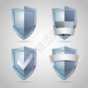 一套屏蔽图标用于安保护或安全概念的图片
