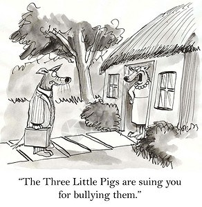 室内设计三只小猪起诉你欺负他们卡通插图插画