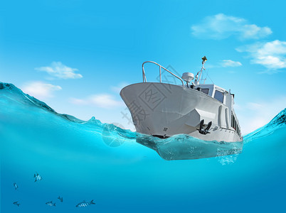 船在海上3d插图图片