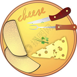 带奶酪和一小片面包的木制板面食叶和子图片