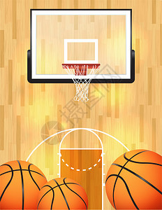 篮球场球和篮筐的插图矢量EPS10文件可用文件图片