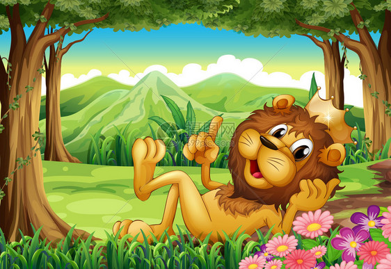 森林中的狮子王的插图图片