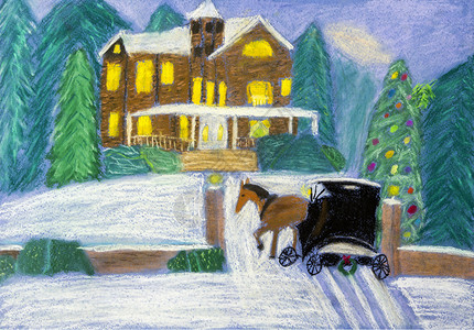 儿童画冬天的风景图片