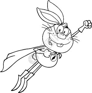 黑色白兔超级英雄超黑野卡通字符飞行I插文图片