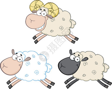 羊 牛有趣的羊卡通马斯科特插画